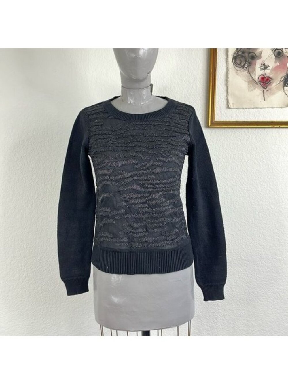 Allsaints Armatura Textured Metallic Knit Sweater